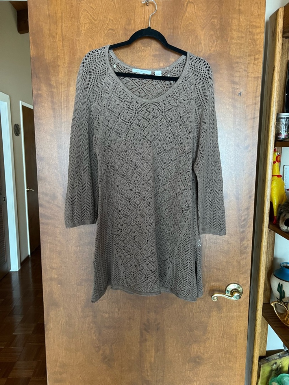 eight eight eight Taupe Open-Knit Scoop Neck Sweater